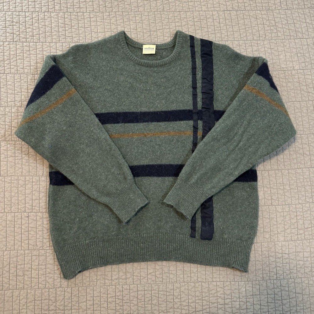 Vtg 90s Marz Munchen Sweater Women's XL Green Wool Abstract Geometric Retro‎ Y2K